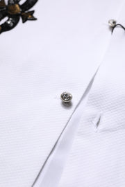 Dolce & Gabbana White GOLD Embellished Formal Men Dress Shirt