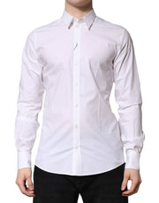 Dolce & Gabbana White Cotton Long Sleeves Dress Formal Shirt
