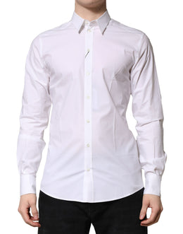 Dolce & Gabbana White Cotton Long Sleeves Dress Formal Shirt