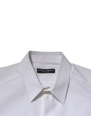 Dolce & Gabbana White Cotton Long Sleeves Dress Formal Shirt
