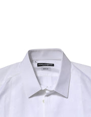 Dolce & Gabbana White Bib Cotton Poplin GOLD Men Formal Shirt