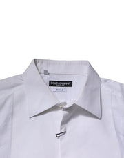 Dolce & Gabbana White Bib Cotton Poplin GOLD Formal Shirt