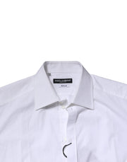 Dolce & Gabbana White Cotton GOLD Long Sleeves Formal Shirt