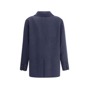 Brunello Cucinelli Blue Cashmere Coat