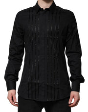 Dolce & Gabbana Black Cotton GOLD Mens Dress Formal Shirt