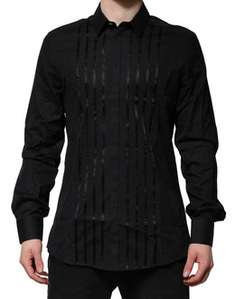 Dolce & Gabbana Black Cotton GOLD Mens Dress Formal Shirt