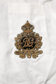 Dolce & Gabbana White DG Crown Embellish Dress Formal Shirt