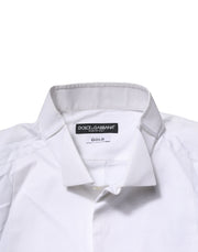 Dolce & Gabbana White GOLD Bib Poplin Dress Men Formal Shirt