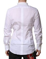 Dolce & Gabbana White Cotton GOLD Long Sleeves Formal Shirt