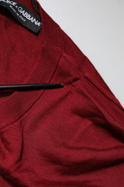 Dolce & Gabbana Maroon Cashmere Crew Neck Sweatshirt Sweater