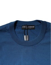 Dolce & Gabbana Blue Cashmere Crew Neck Sweatshirt Sweater