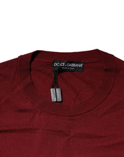 Dolce & Gabbana Maroon Cashmere Crew Neck Sweatshirt Sweater