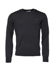 Dolce & Gabbana Dark Gray Wool Crew Neck Sweatshirt Sweater