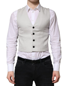 Dolce & Gabbana Gray Wool Dress Formal Men Waistcoat Vest