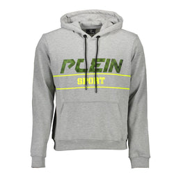 Plein Sport Gray Cotton Men's Hooded Sweater