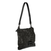 Mario Valentino Black Polyester Women Handbag with Rhinestone Details