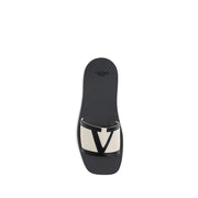 Valentino Garavani Multicolor Calf Leather Bos Taurus Flat Sandals