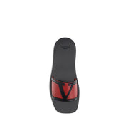 Valentino Garavani Red Calf Leather Bos Taurus Flat Sandals