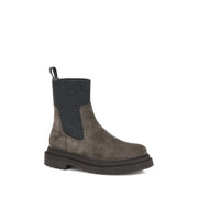 Brunello Cucinelli Brown Calf Leather Bos Taurus Ankle Boots