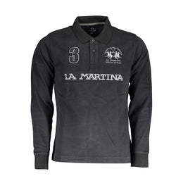 La Martina Black Cotton Polo Shirt