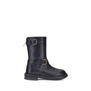 Dolce & Gabbana Black Calf Leather Bos Taurus Lace-Up Boots