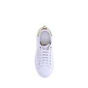Dolce & Gabbana White Calf Leather Bos Taurus Low Top Sneakers