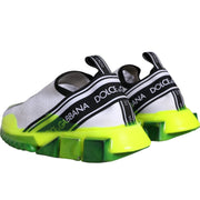 Dolce & Gabbana White Yellow Slip On Sorrento Sneakers Shoes