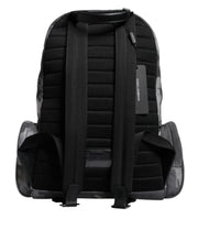 Dolce & Gabbana Gray Cotton Camouflage Logo Plaque Backpack Bag