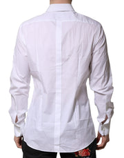 Dolce & Gabbana White Cotton GOLD Long Sleeves Formal Shirt