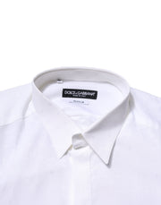 Dolce & Gabbana White Cotton GOLD Long Sleeves Formal Shirt