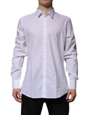 Dolce & Gabbana White Cotton GOLD Long Sleeves Formal Shirt