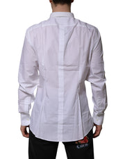 Dolce & Gabbana White Cotton GOLD Long Sleeves Formal Shirt