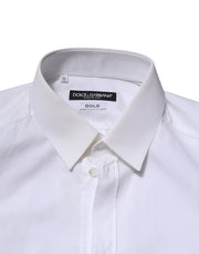Dolce & Gabbana White Cotton GOLD Long Sleeves Formal Shirt