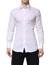 Dolce & Gabbana White Cotton GOLD Long Sleeves Formal Shirt