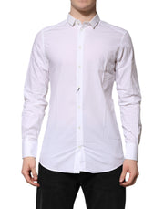 Dolce & Gabbana White Cotton GOLD Long Sleeves Formal Shirt