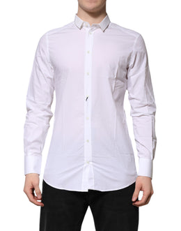 Dolce & Gabbana White Cotton GOLD Long Sleeves Formal Shirt