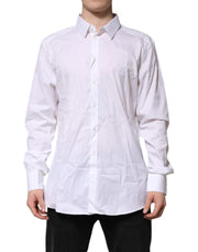 Dolce & Gabbana White Cotton GOLD Long Sleeves Formal Shirt