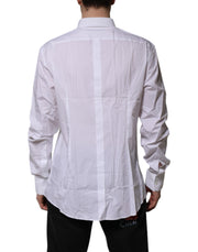 Dolce & Gabbana White Cotton GOLD Long Sleeves Formal Shirt