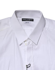 Dolce & Gabbana White Cotton GOLD Long Sleeves Formal Shirt