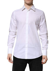 Dolce & Gabbana White Cotton GOLD Long Sleeves Formal Shirt