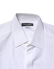 Dolce & Gabbana White Cotton GOLD Long Sleeves Formal Shirt