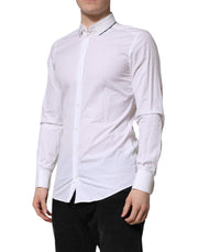 Dolce & Gabbana White Cotton GOLD Long Sleeves Formal Shirt