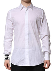 Dolce & Gabbana White Cotton GOLD Long Sleeves Formal Shirt