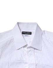 Dolce & Gabbana White Cotton GOLD Long Sleeves Formal Shirt