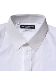 Dolce & Gabbana White GOLD Long Sleeves Dress Formal Shirt
