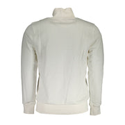 La Martina White Cotton Men Sweater With Zip and Pockets