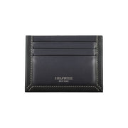Tommy Hilfiger Sleek Blue Leather Card Holder with Contrast Detail