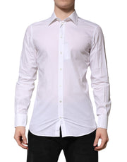 Dolce & Gabbana White GOLD Long Sleeves Dress Formal Shirt