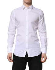 Dolce & Gabbana White GOLD Long Sleeve Dress Men Formal Shirt