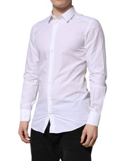Dolce & Gabbana White GOLD Long Sleeve Dress Men Formal Shirt